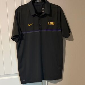 Nike Black Polo Shirt with Purple and Gold Accents
